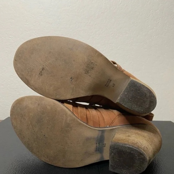 FREE PEOPLE tan leather Hybrid slit heeled ankle boots 40 - Picture 8 of 11